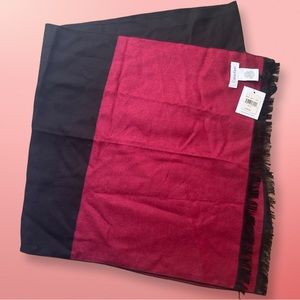 Calvin Klein Womens Scarf Red Black Two Toned Textured New